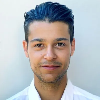man with blue hair