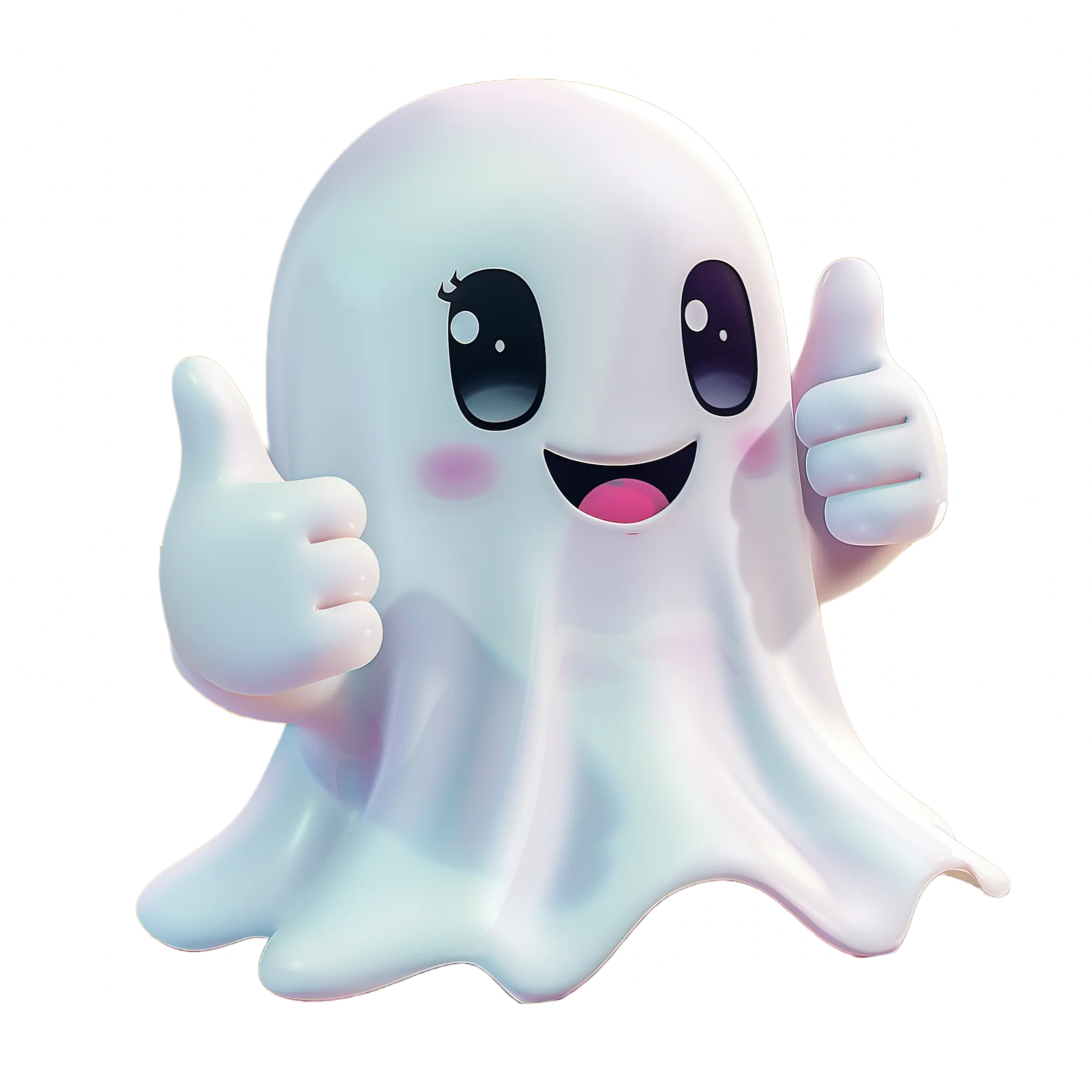 Ghost mascot giving thumbs up.