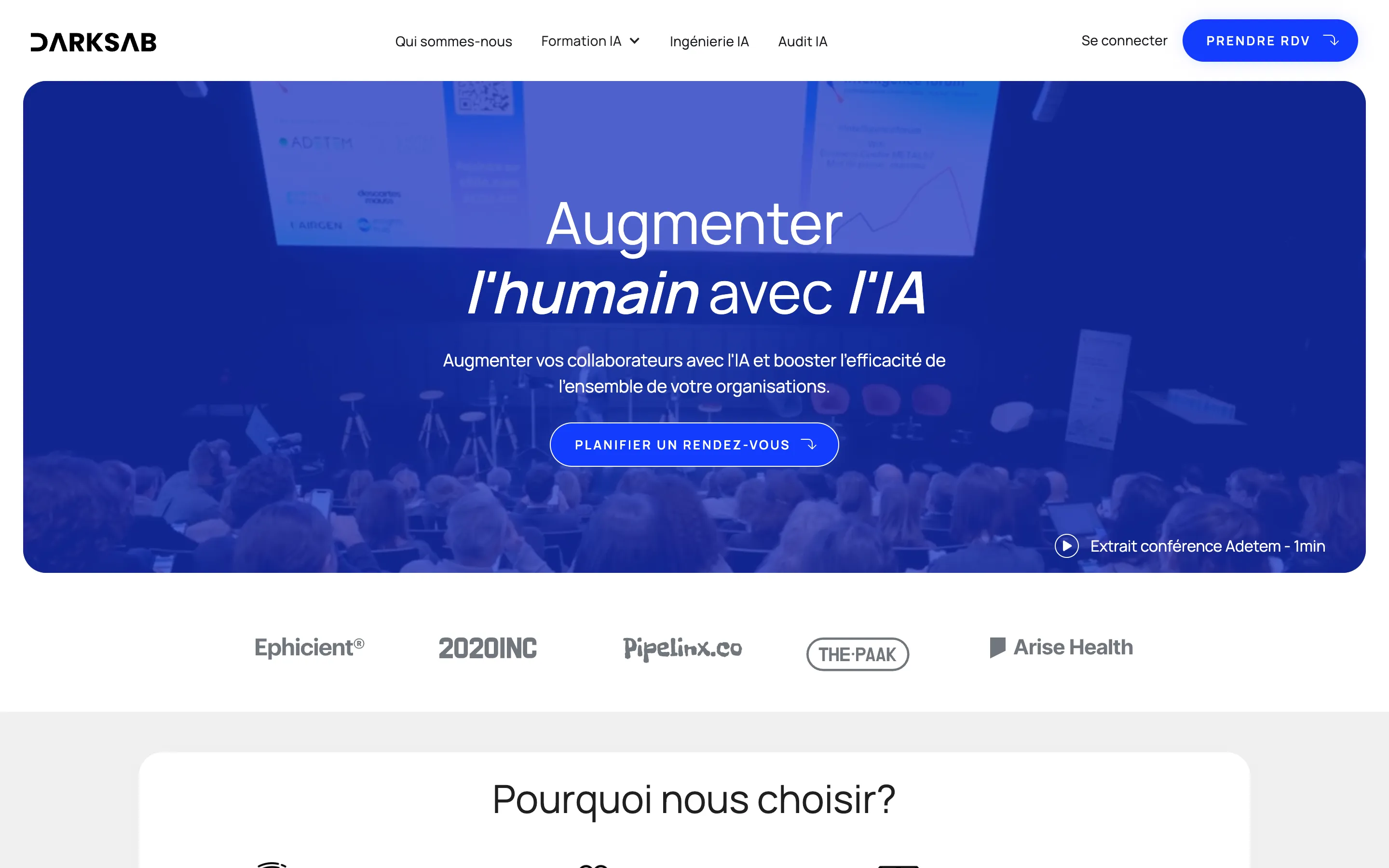 webpage titled 'Augmenter l'humain avec l'IA' by Darksab
